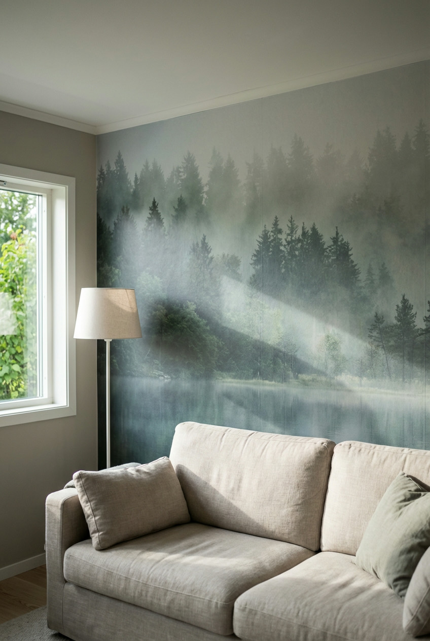 Wallpaper with Mural-Like Scenes
