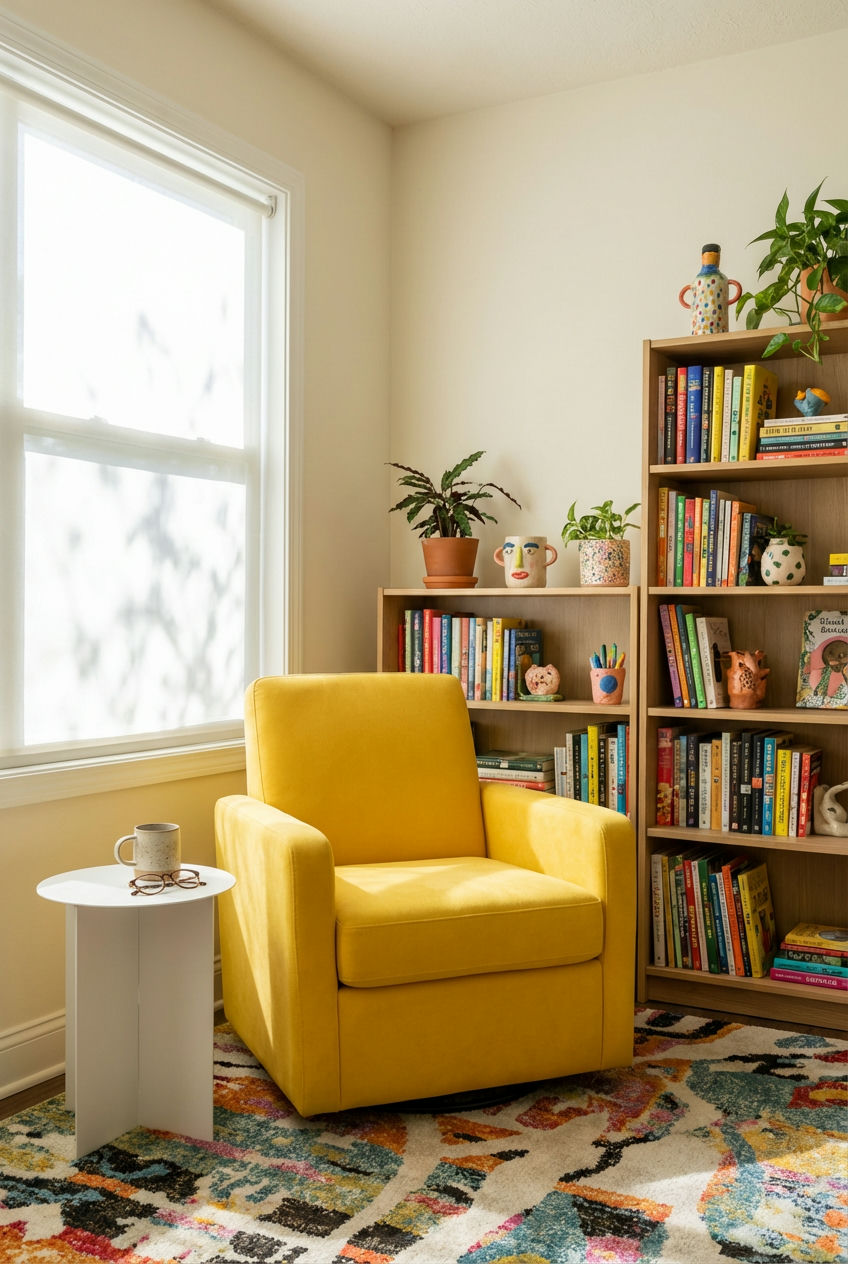 Playful-Pop-of-Color-Reading-Nook