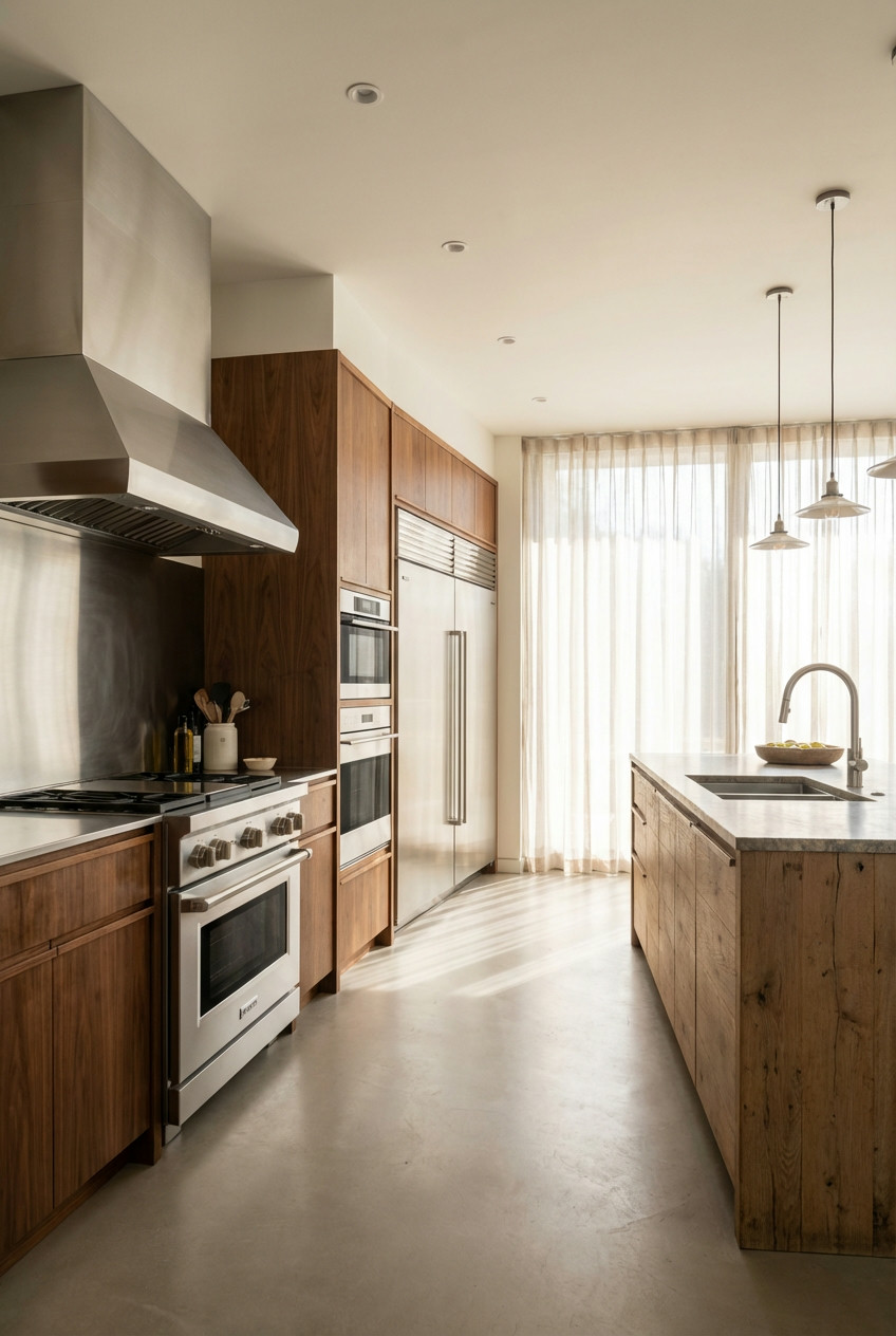 Industrial Accents with Warm Wood & Open Layout