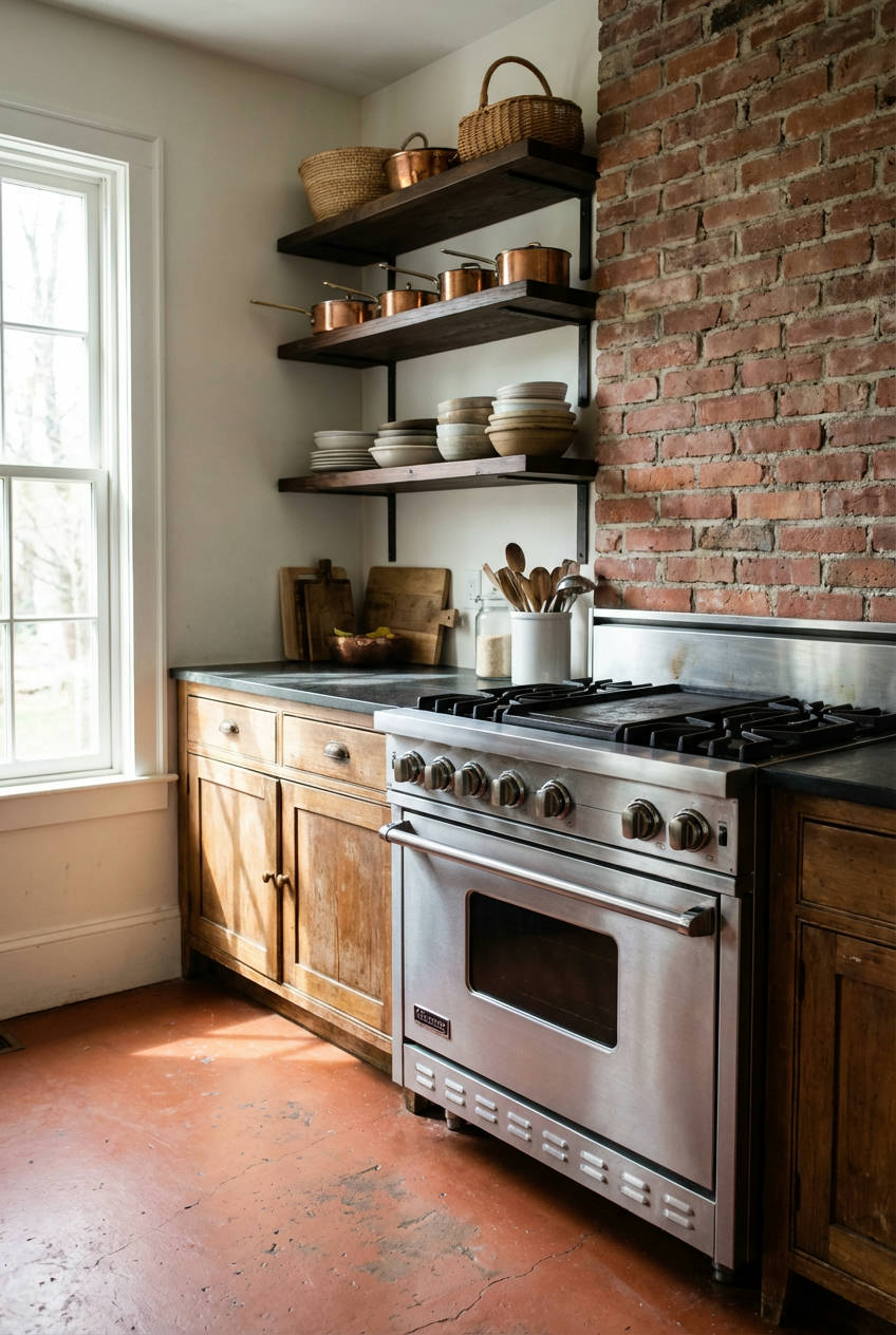 Exposed Brick Walls in Kitchens