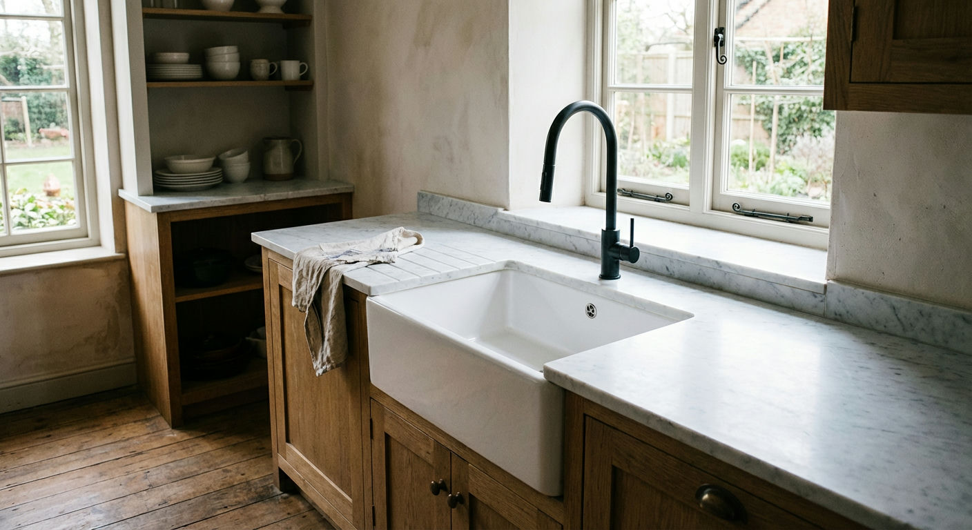 Farmhouse Sink with Modern Faucet