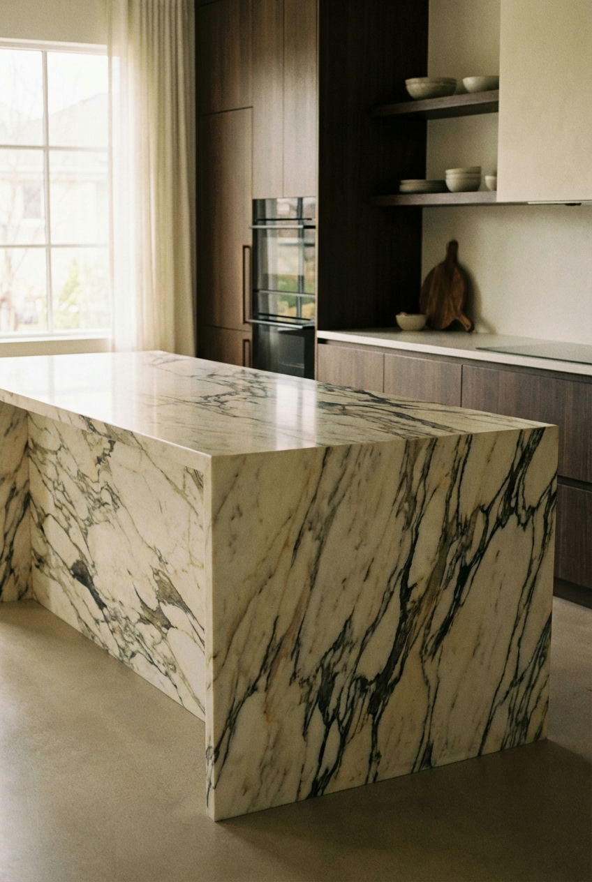 Statement Stone Islands with Waterfall Edges