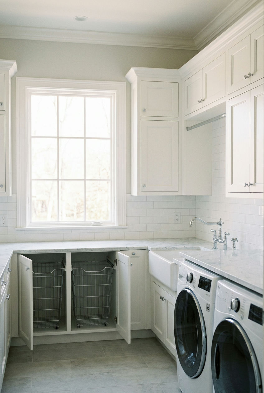 Built-in Laundry Hampers within Cabinetry