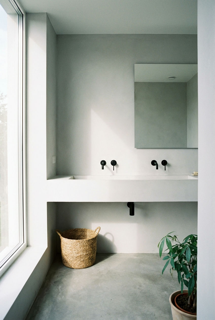 Trough Sink & Dual Faucets