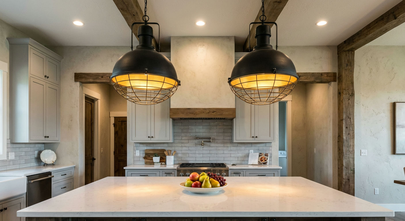 Statement Pendant Lighting Over Island