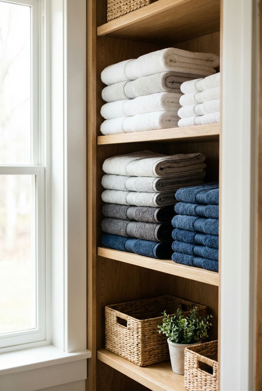 Color-Coded Towel Stacks