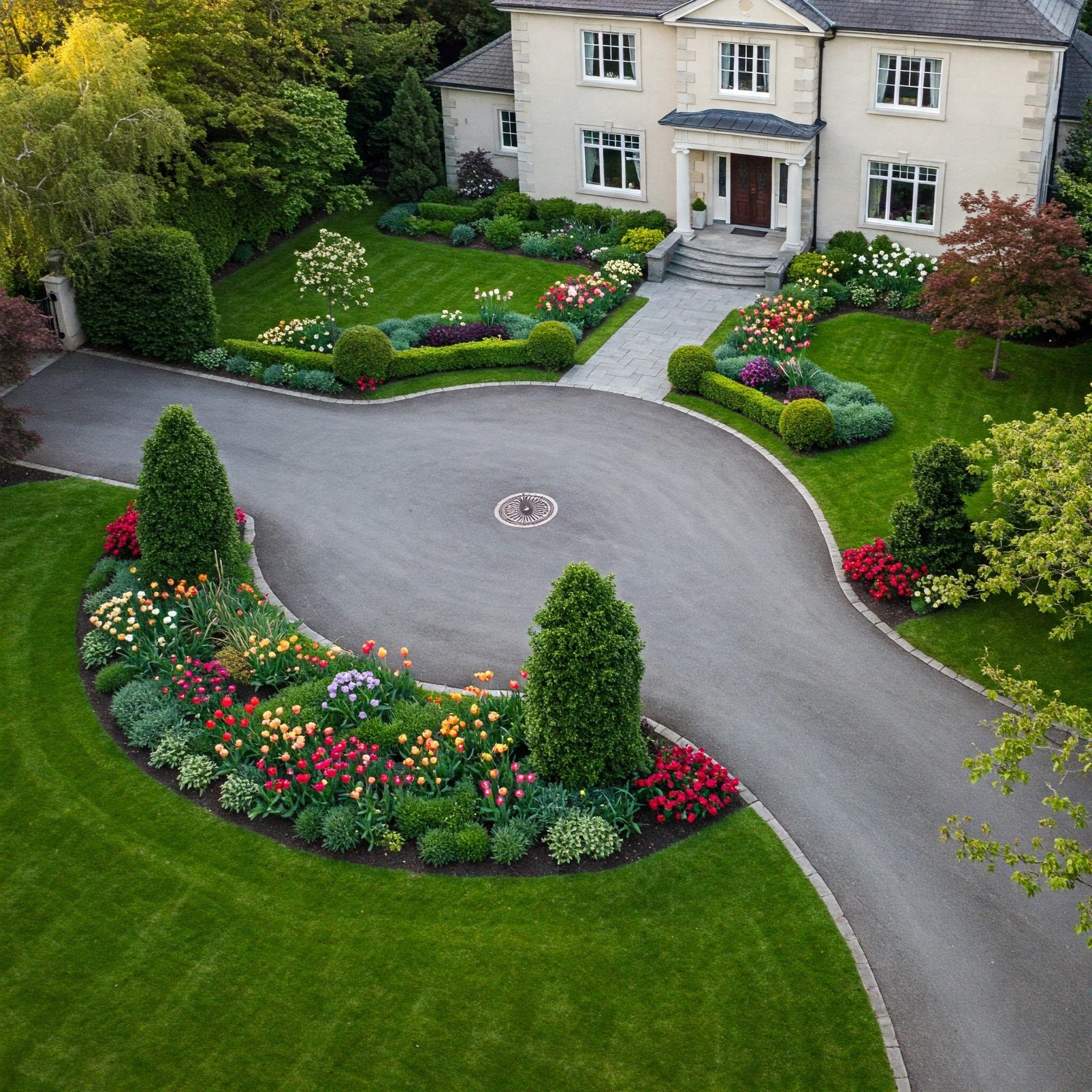 15 Half Circle Driveway Landscape Ideas for Curb Appeal
