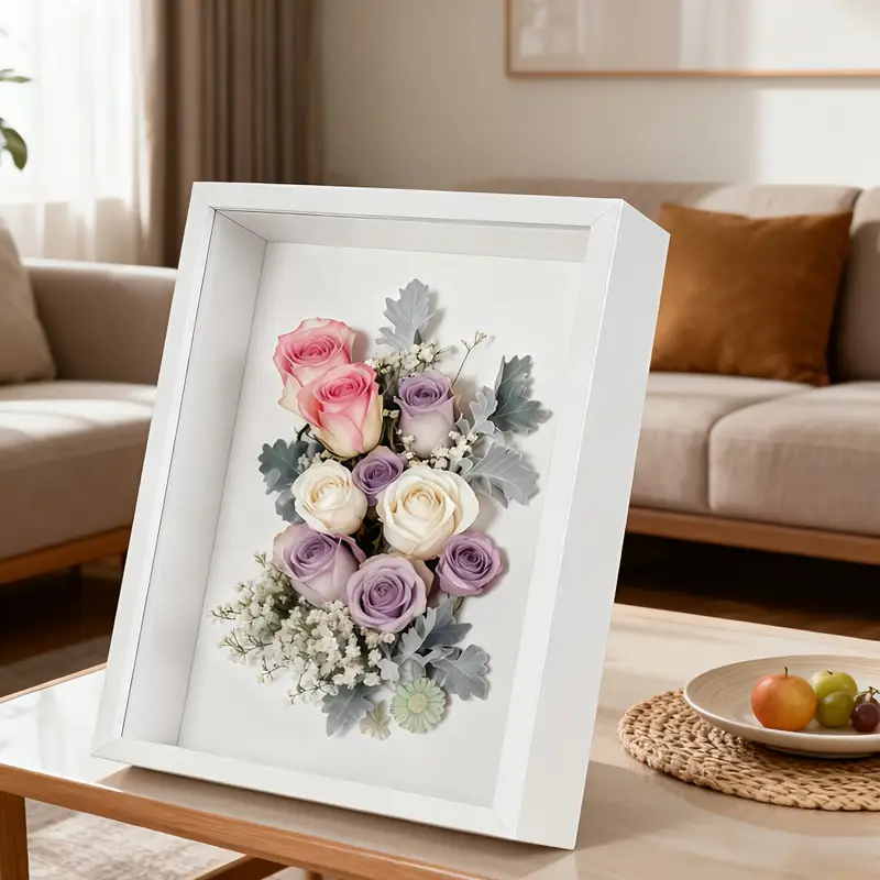1pc Shadow Box Frame - White Photo Frame Memory Box, 3cm Hollow Display Case for DIY Dried Flowers, Photos, Birthday Gift, Wedding, Anniversary, Graduation, Valentine's Day Gift, Mother's Day Gift