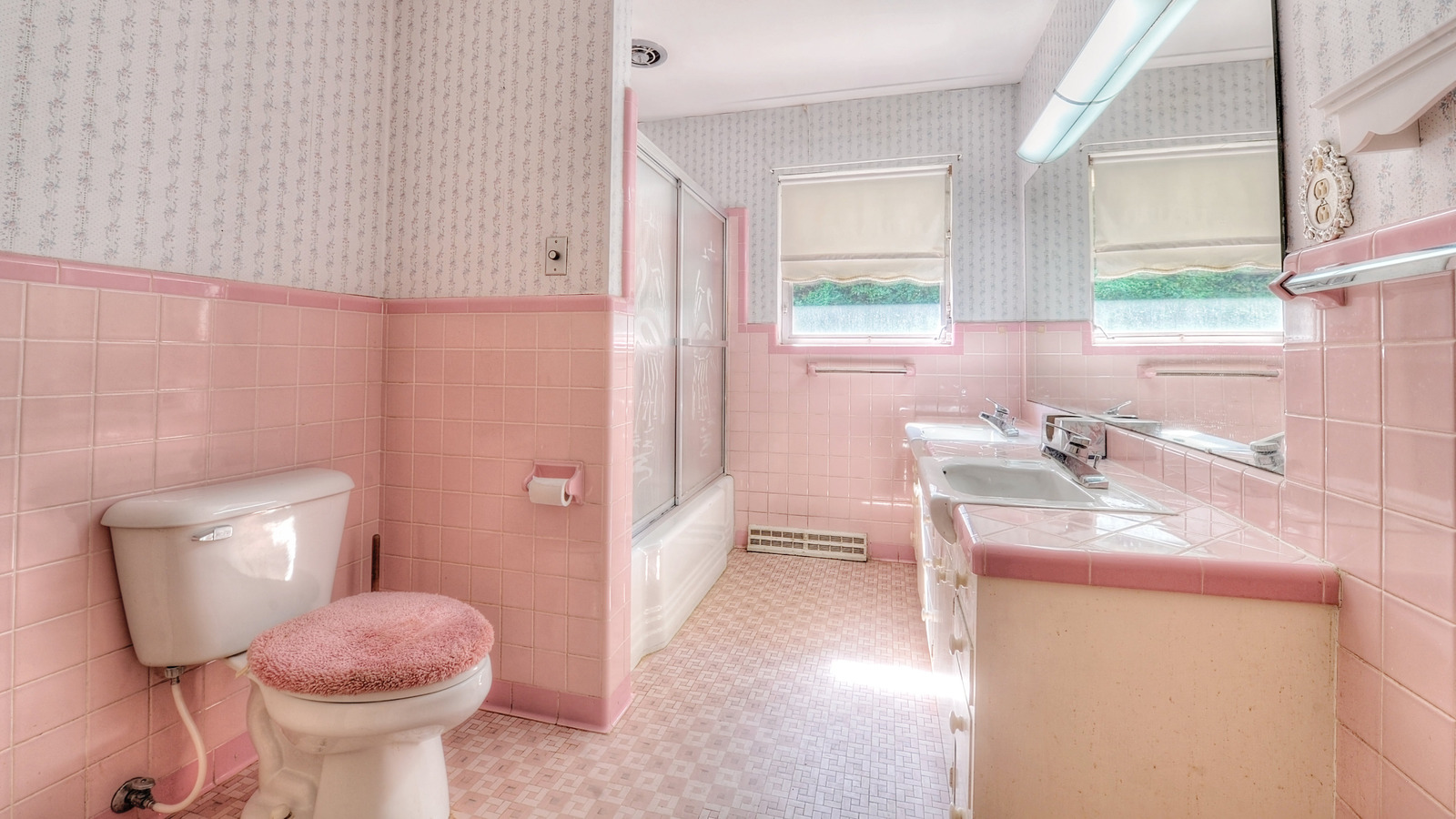 4 Colors To Paint Your Bathroom To Help Mute Your Pink Tiles