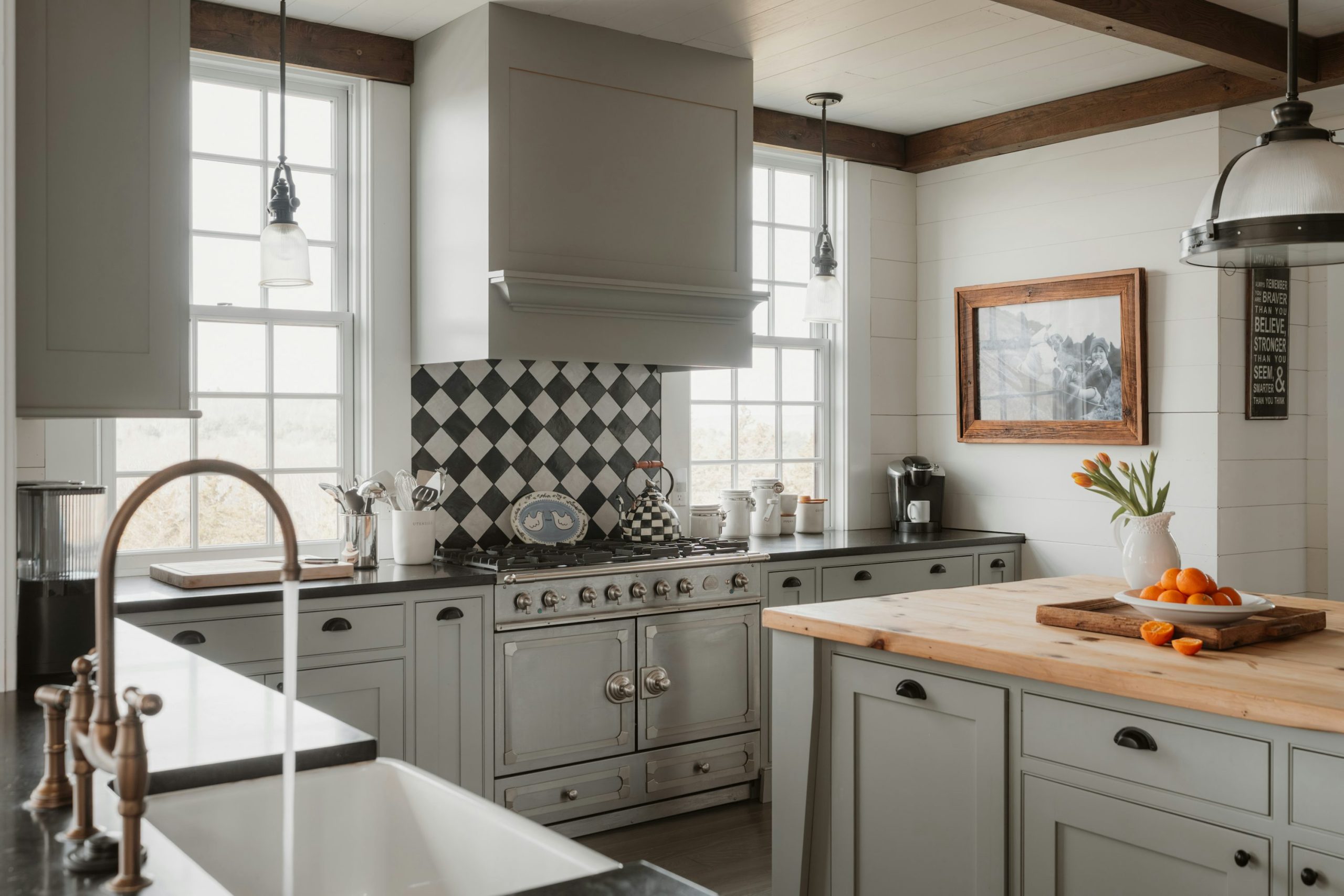 A modern farmhouse kitchen with gray cabinets and island. photo – Free Flowers Image on Unsplash