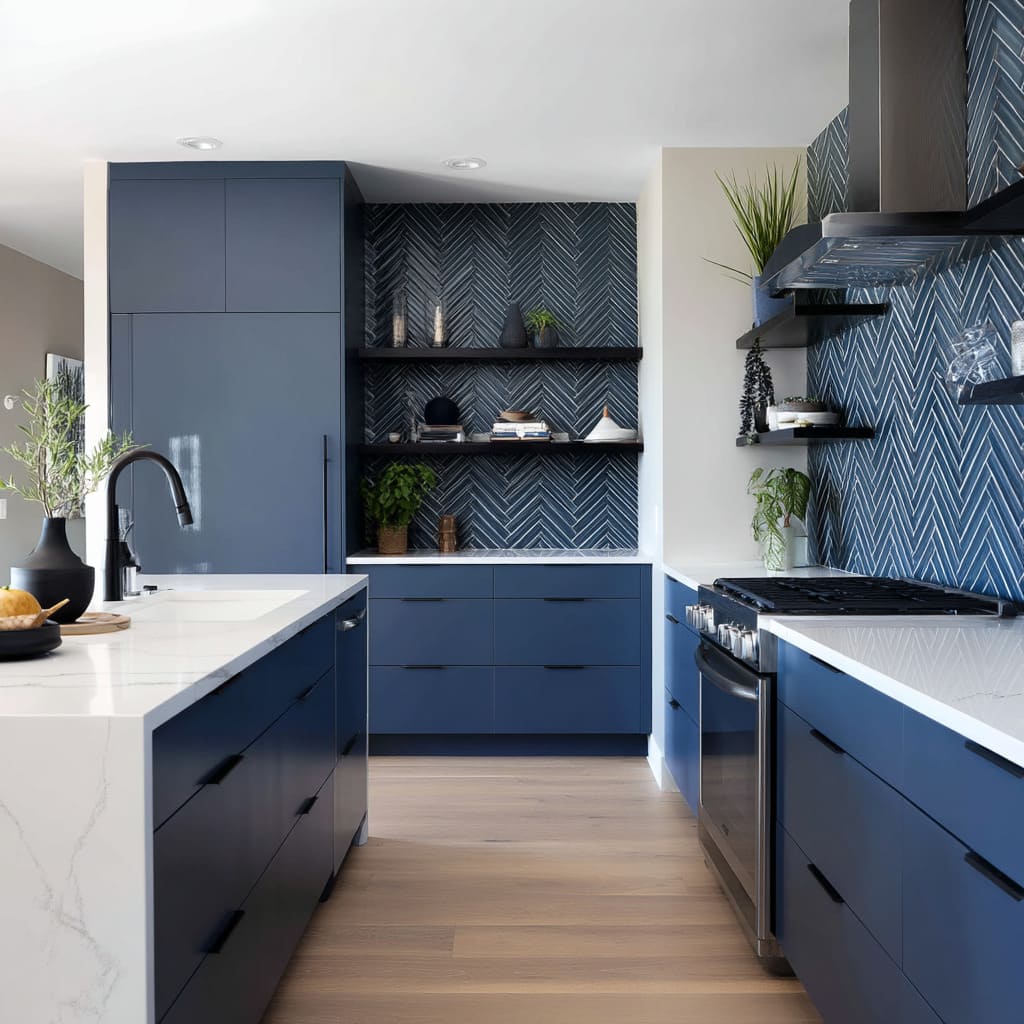 Backsplash Ideas That Bring Out the Best in Blue Cabinets