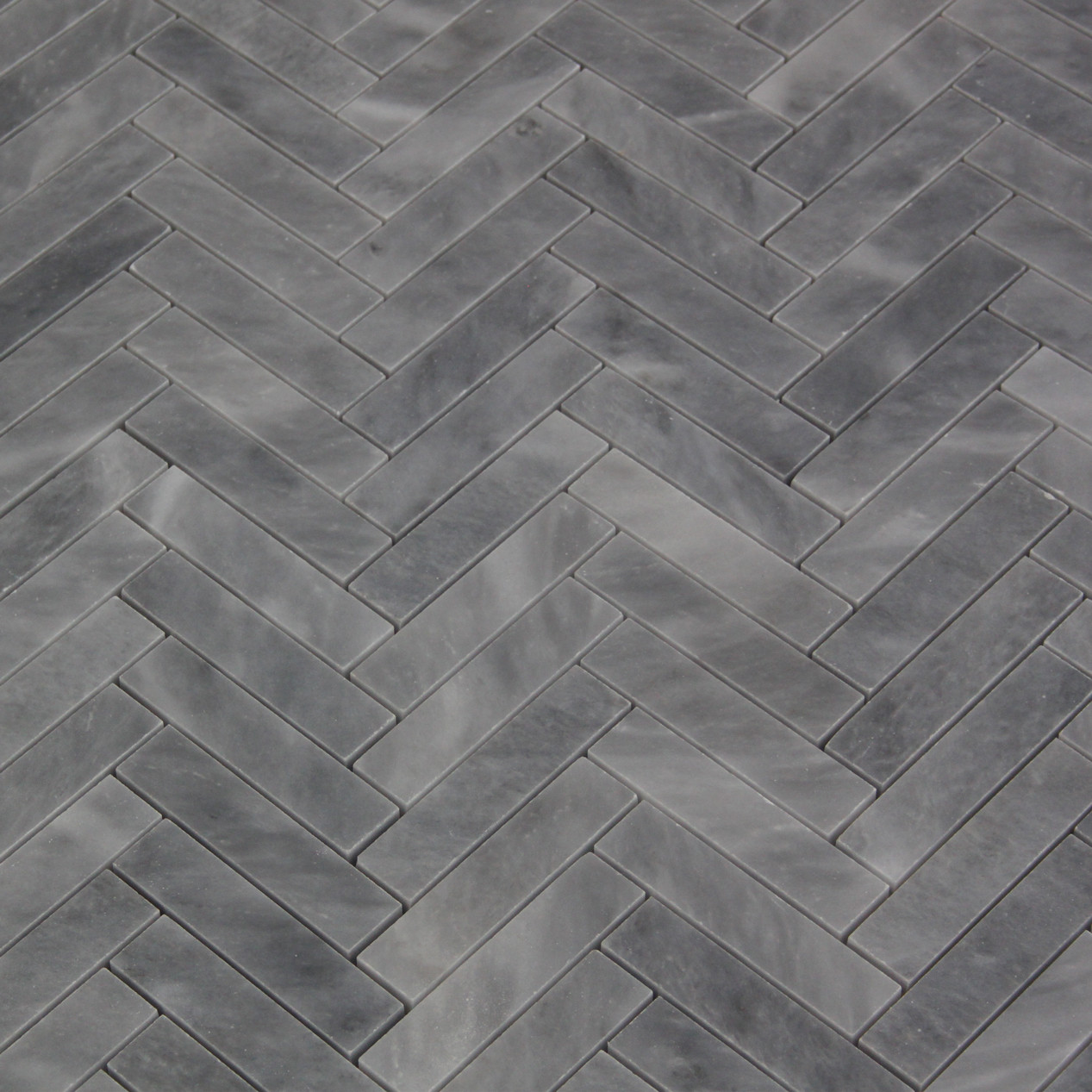 Bardiglio Gray Marble 1' x 4' Herringbone Mosaic Tile Honed
