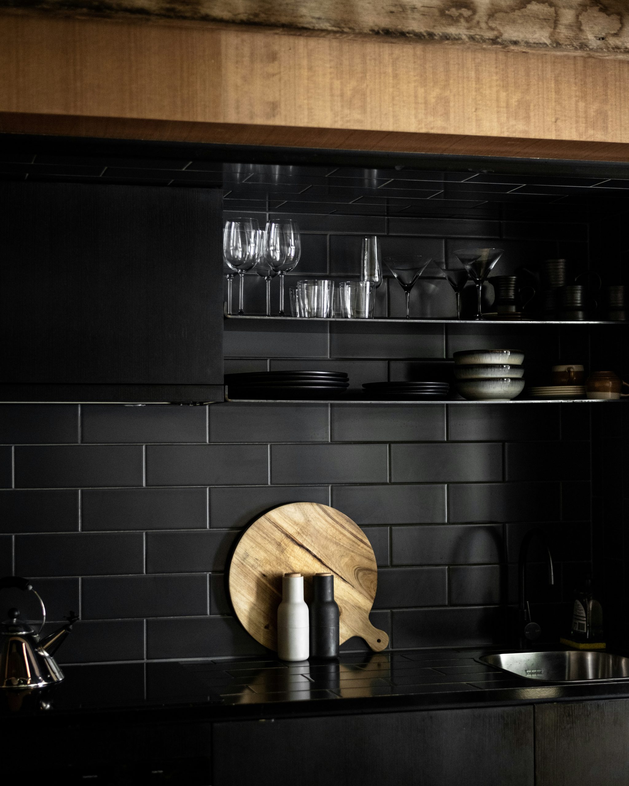Black kitchen.