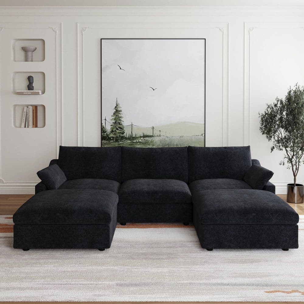 Brand New Black Contemporary Style Sectional Sofa (Ottoman Sold Separately)