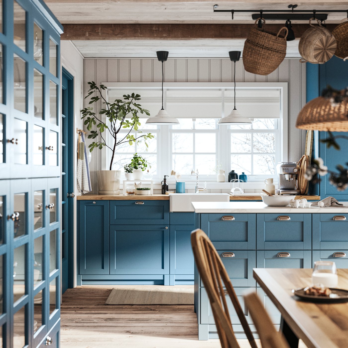 Check out a custom kitchen in LERHYTTAN blue - IKEA