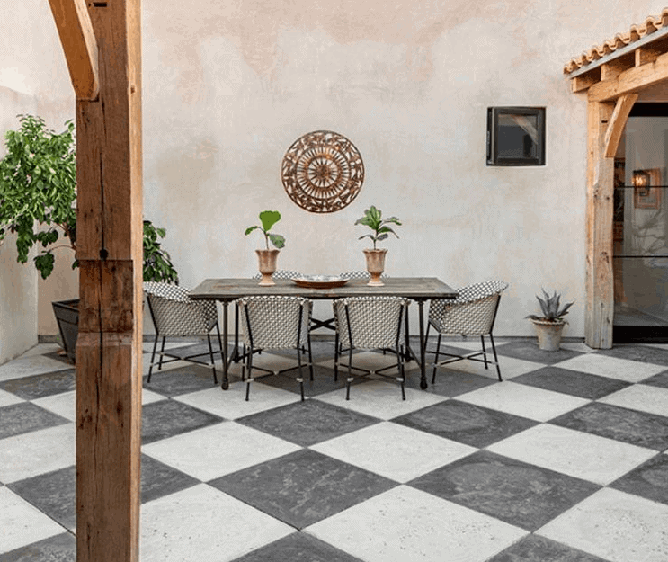 Checkerboard Concrete Paver Floors - Peacock Pavers