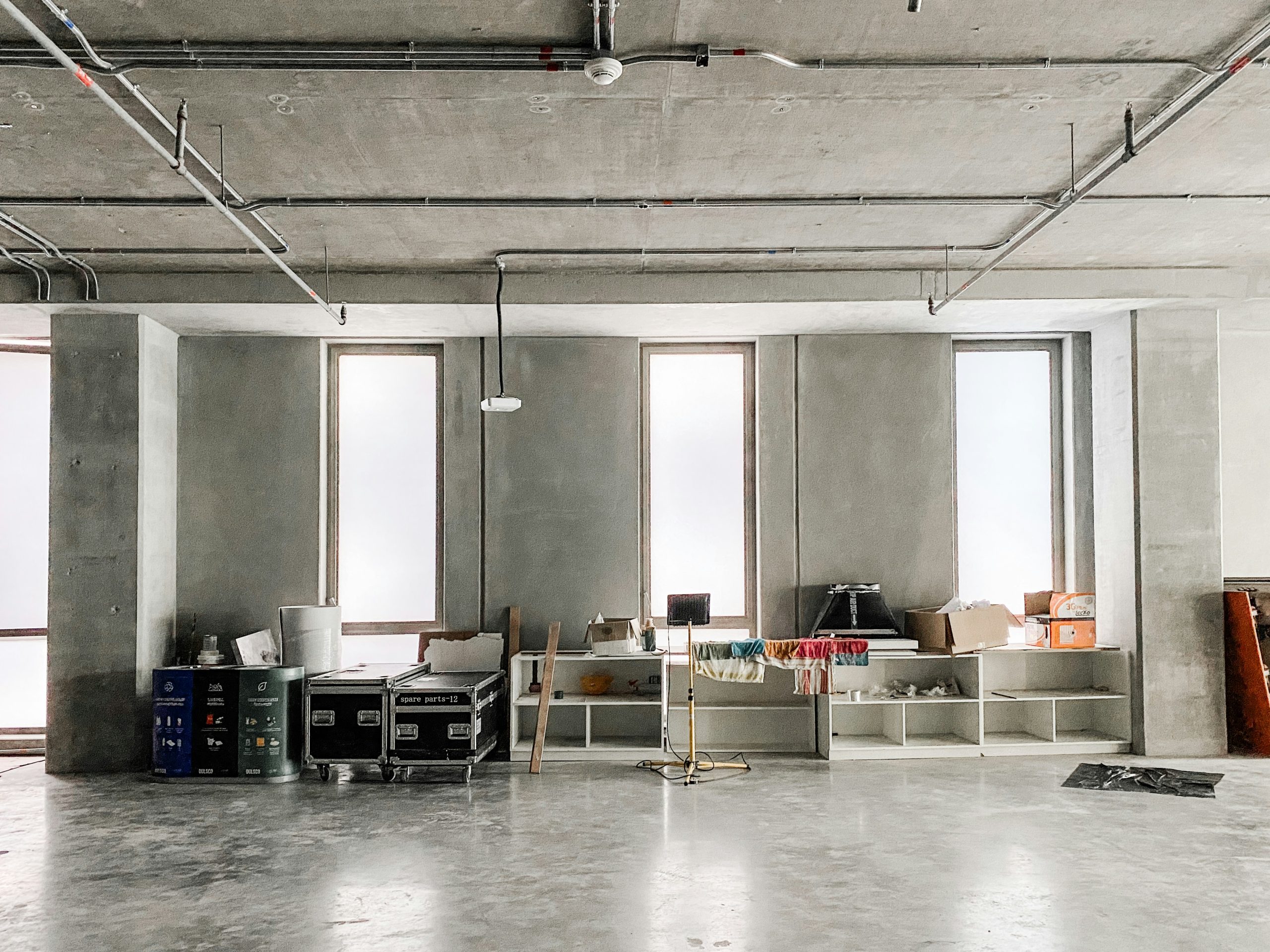 Creative studio with bare walls