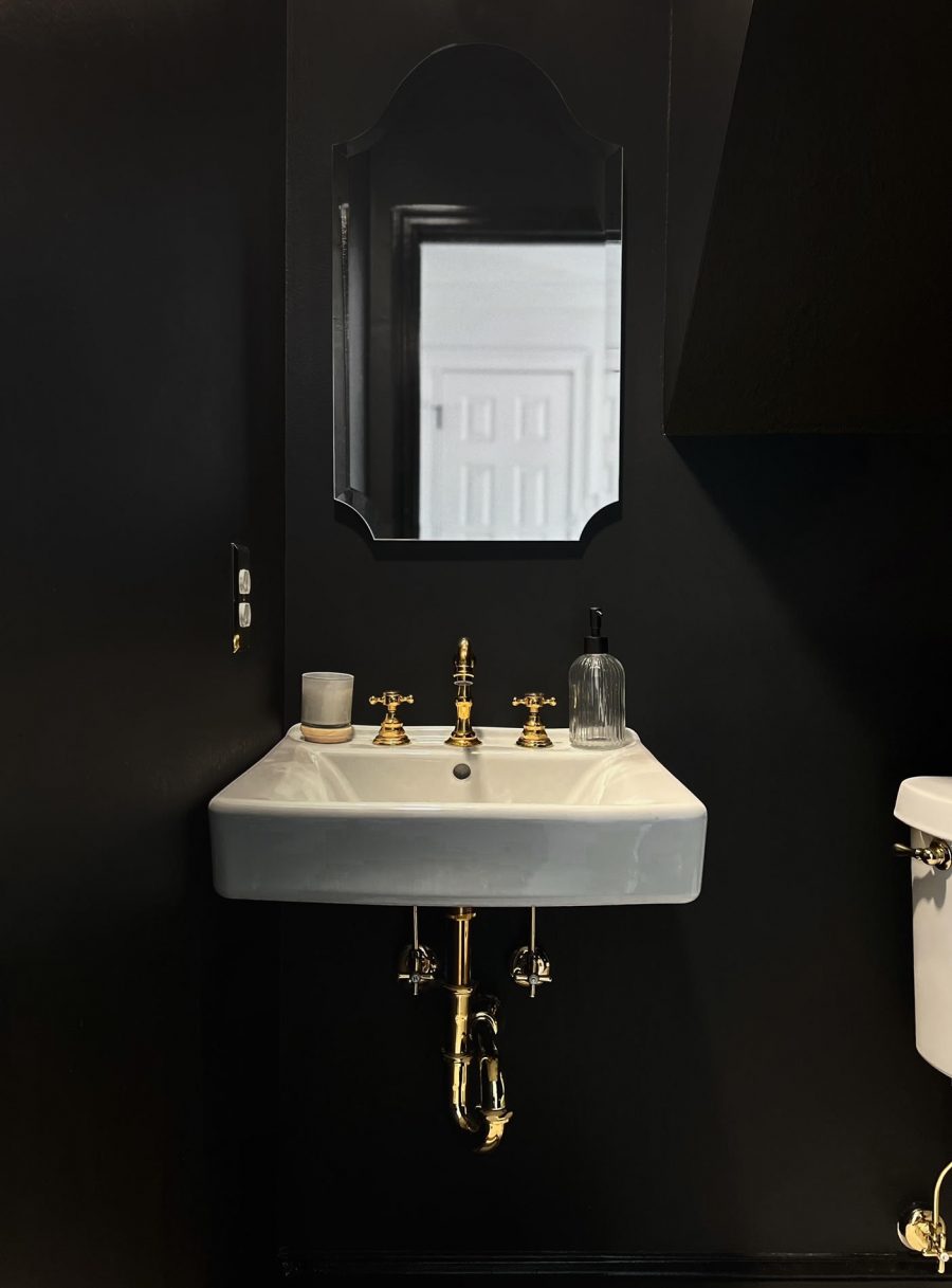 Dark + Moody Powder Room Reveal at the Greenfield Remodel - FOXY OXIE