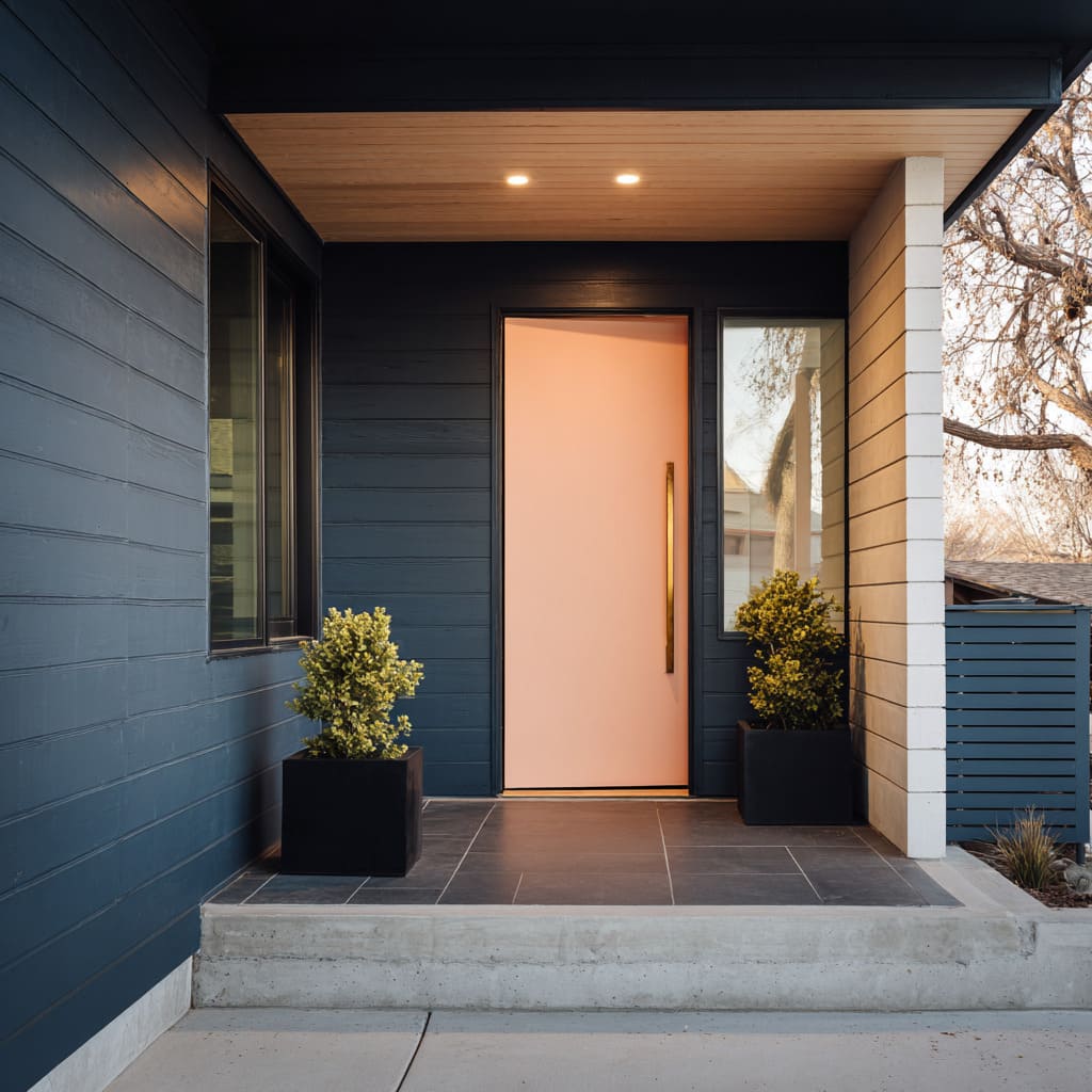 Front Door Colors That Match Blue Houses with Subtle Style