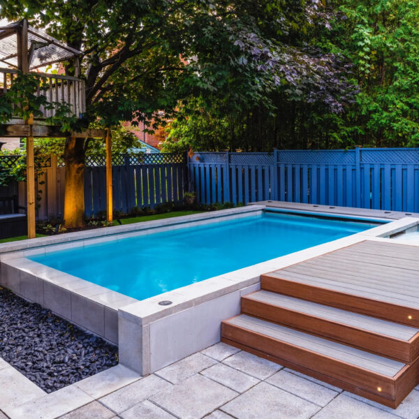 Infinity Pool with Hot Tub, 2 Tier Deck & Pergola - Land-con