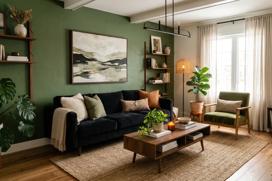 Living Room Color with Black Sofa – 40 Stylish Ideas