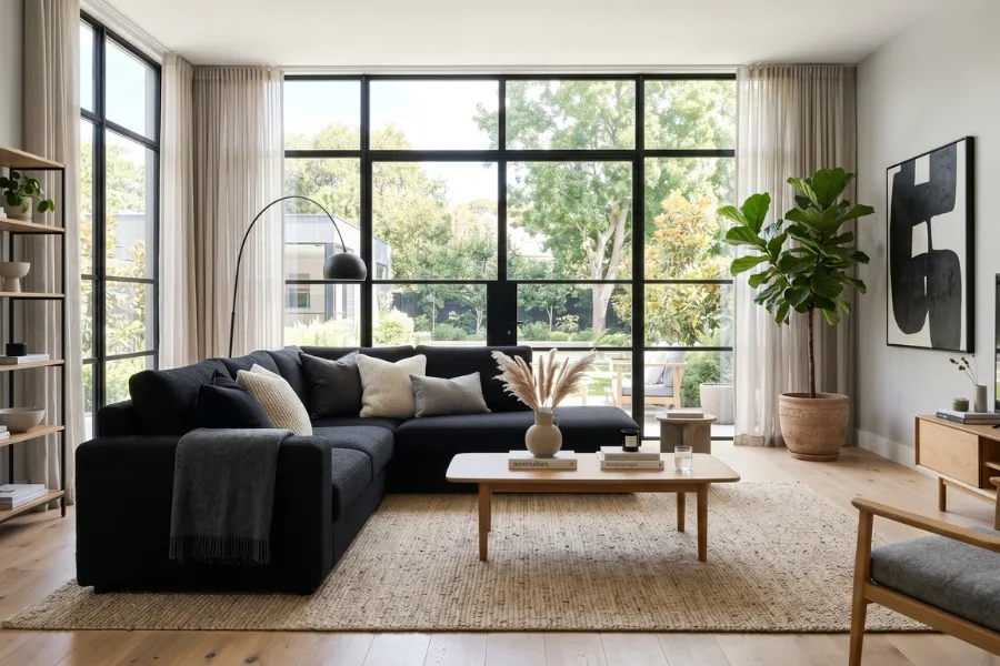 Living Room Color with Black Sofa – 40 Stylish Ideas