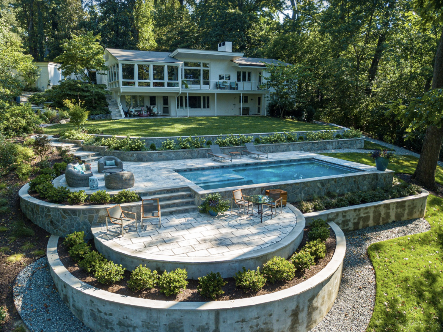 Modern Multi-Terraced Pool — Marcia Fryer Landscape Designs