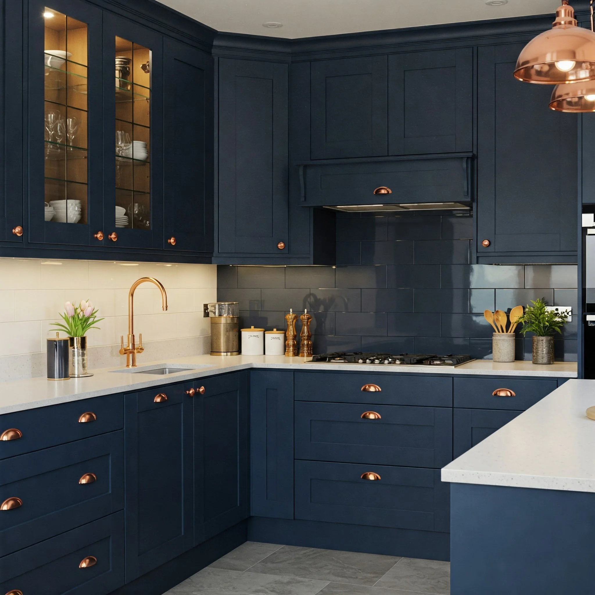Modern Navy Blue Kitchen Cabinets