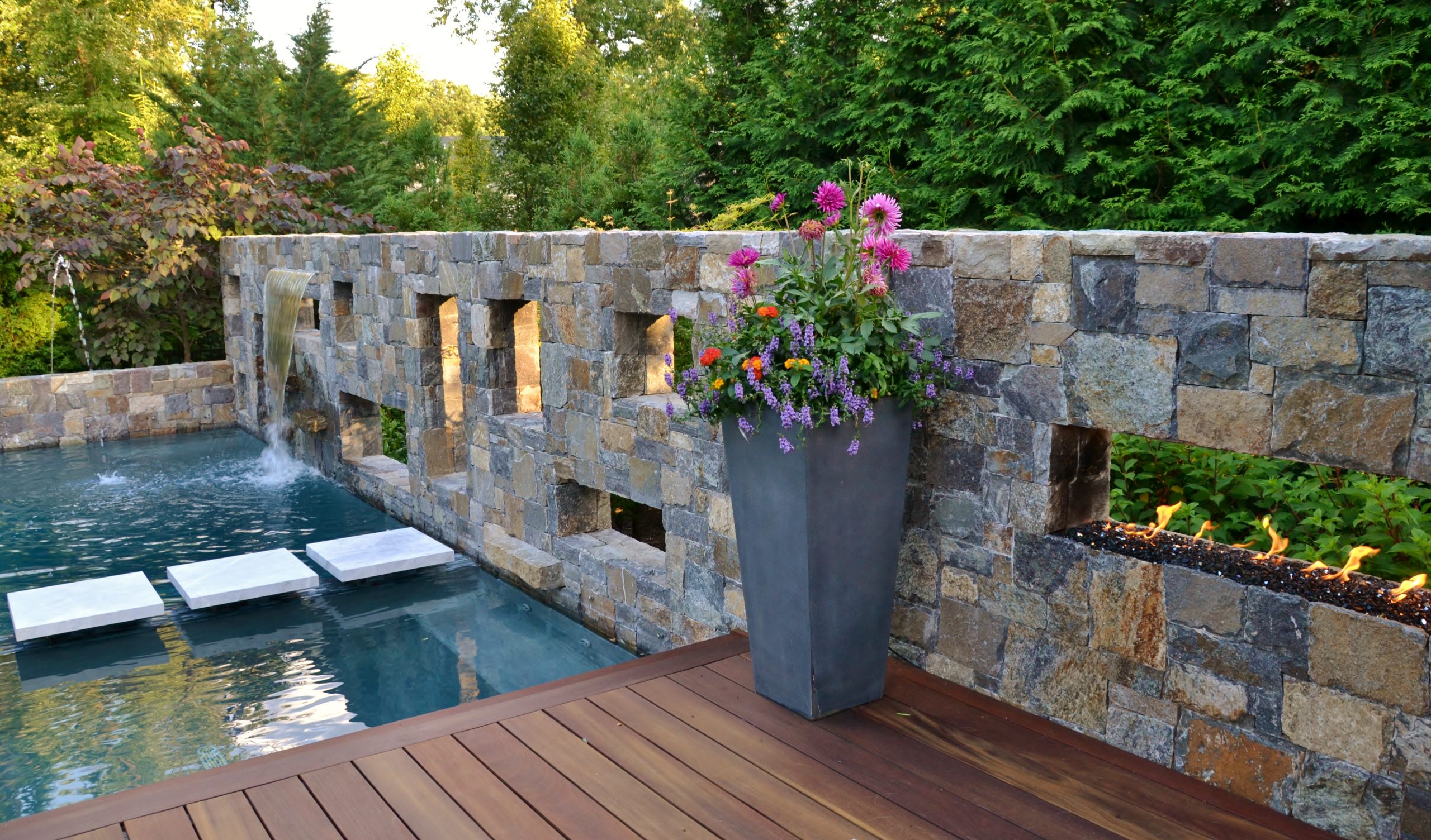 Modern Pool & Fire Wall