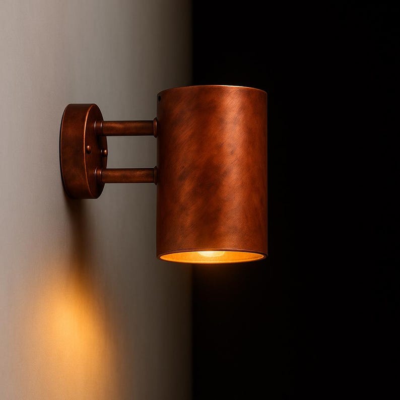 Moroccan Copper Wall Sconce – Outdoor Rustic Cylinder Light – Brassry
