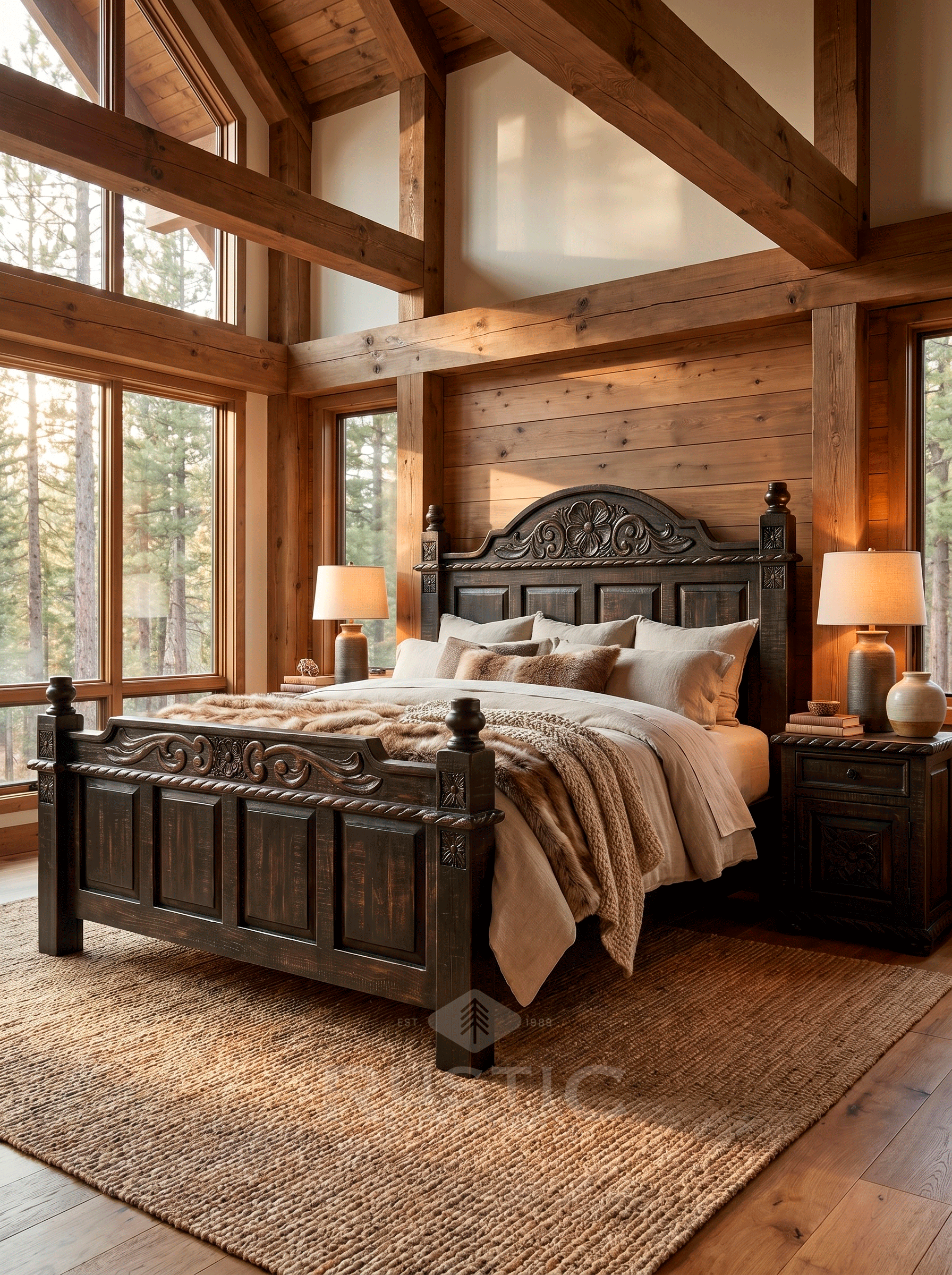 Old Fashion Rancho King Bed —Rustic Furniture | Farm House | Wood Western Furniture | Rustic Decoration Rustic Expressions Texas