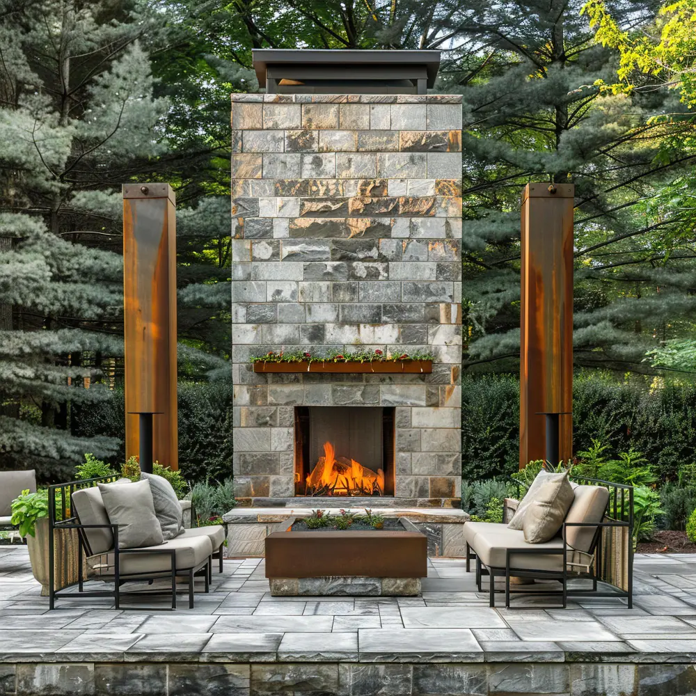 Outdoor Fireplace Venice, FL | Custom Backyard Fireplace Builds