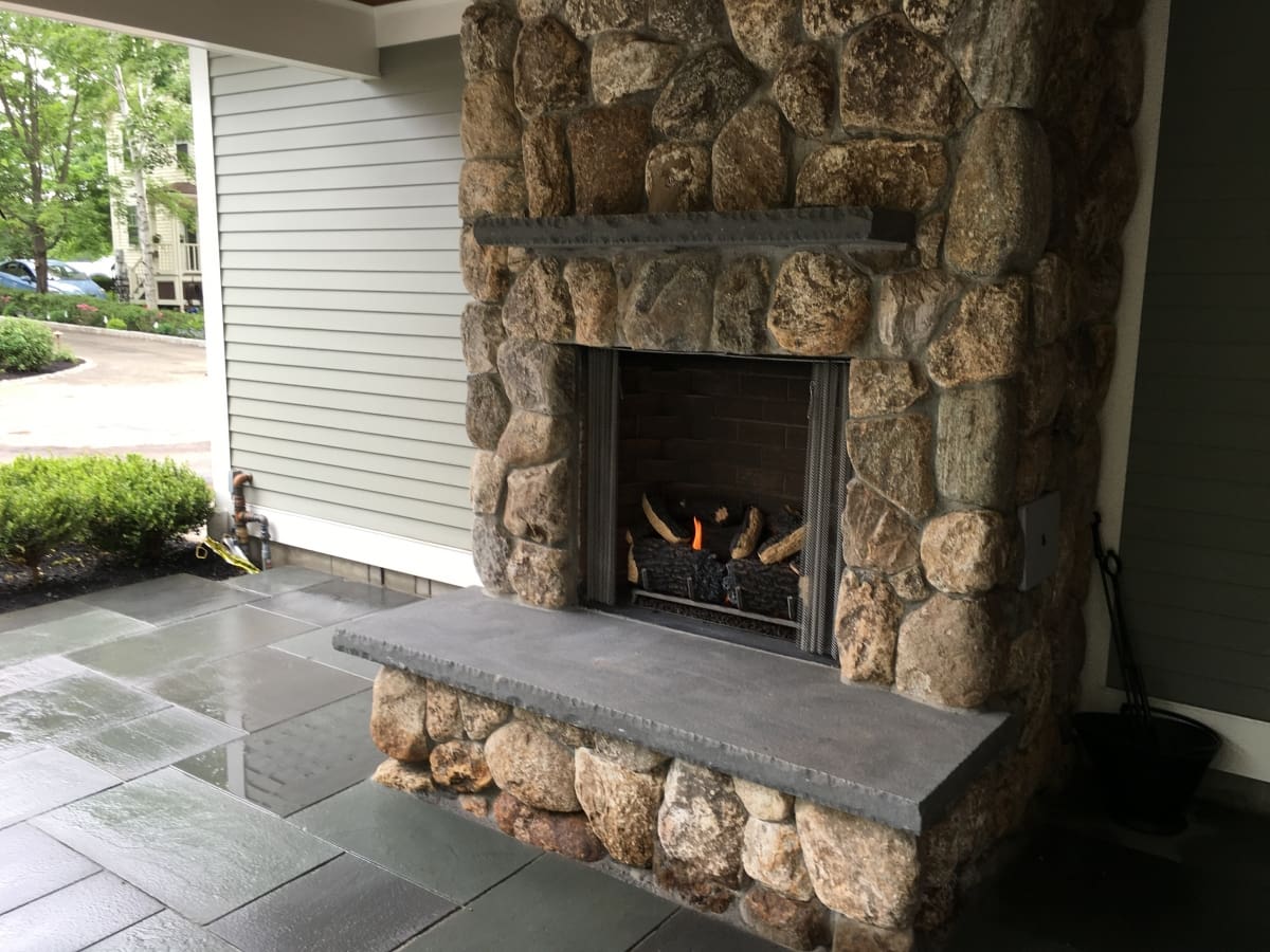 Outdoor Gas Fireplaces With Stone Surround - Woodstoves Fireplace & Patio Shop