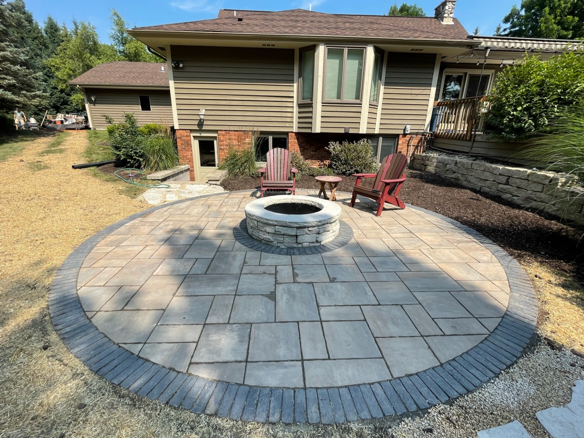 Round Patio and Firepit Hardscaping Installation: Brown Deer, WI | Palladium Patios & Landscaping LLC Mequon, Wisconsin 53092