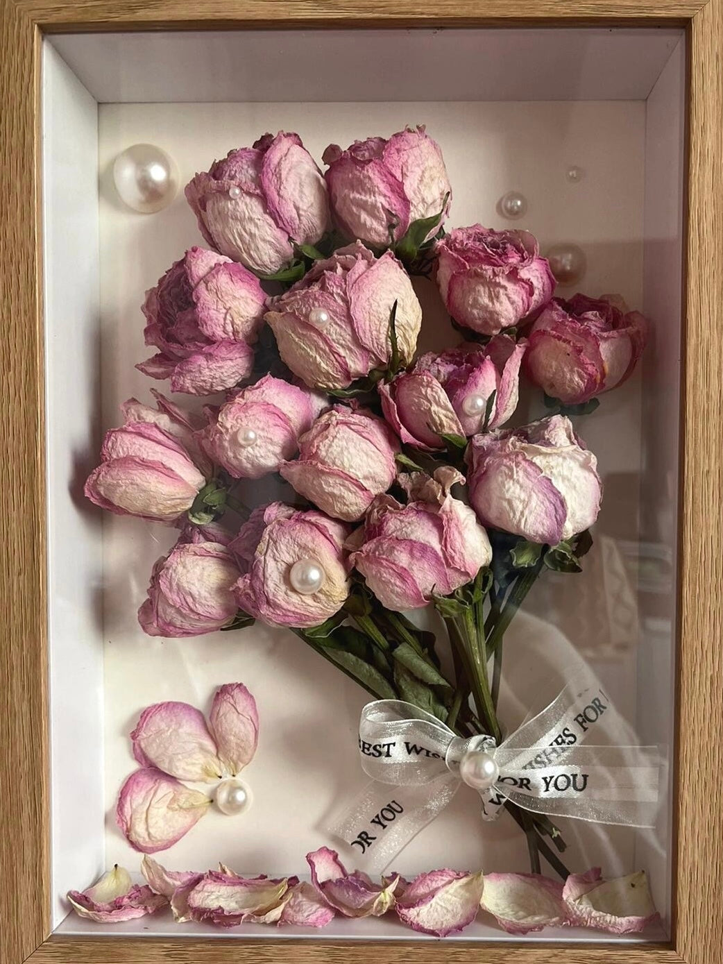 Shadow Box Bouquet Preservation – Petals & Spring