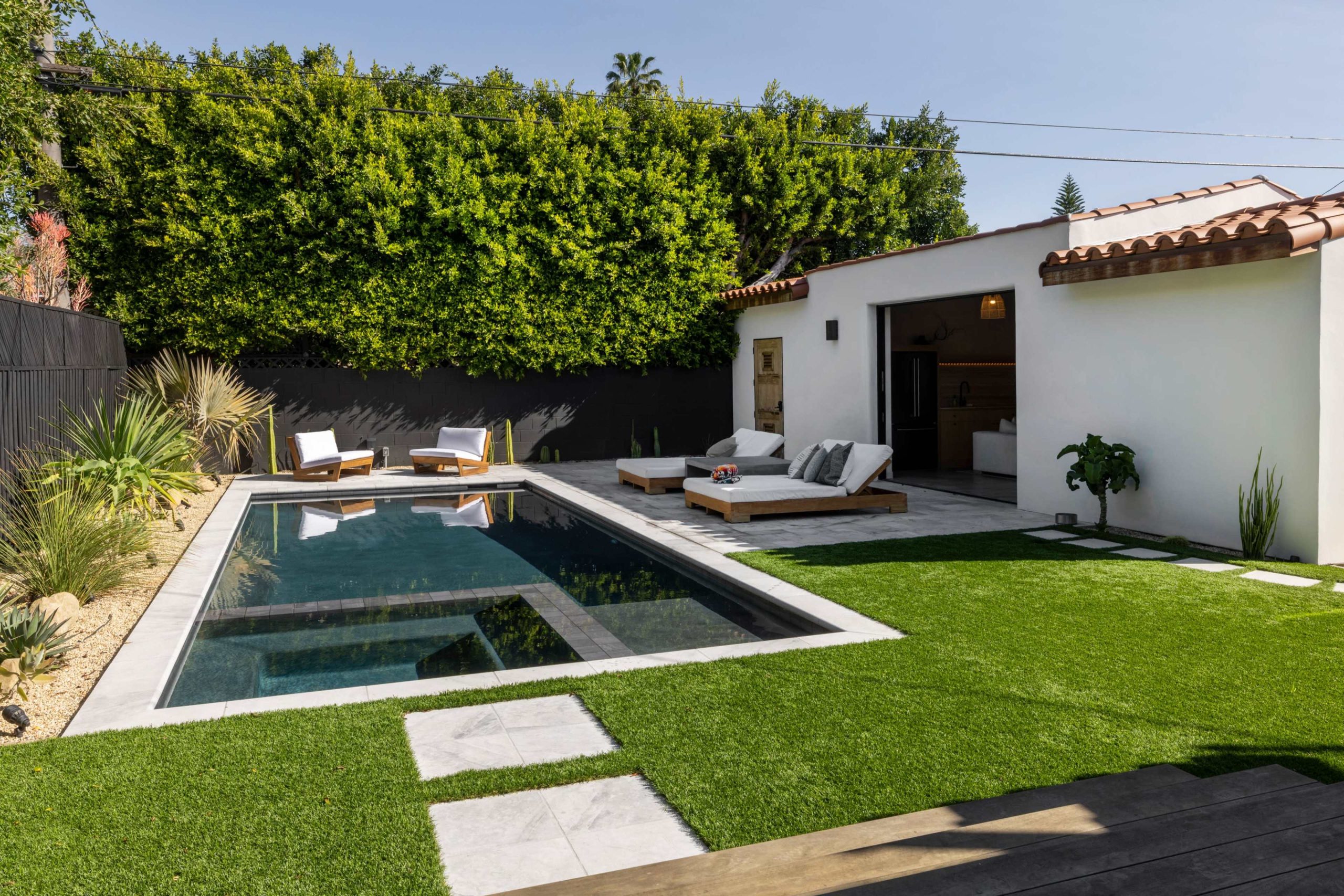 Spanish Modern Backyard Pool & Pool House Oasis, Los Angeles, CA | Production | Peerspace