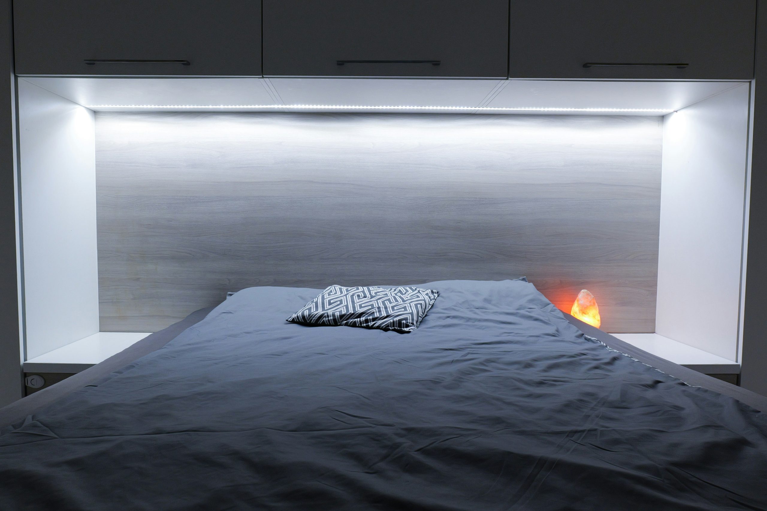 This modern, minimalist apartment was our first home before we moved in 2024. Capturing the clean aesthetic and ambient lighting before saying goodbye.