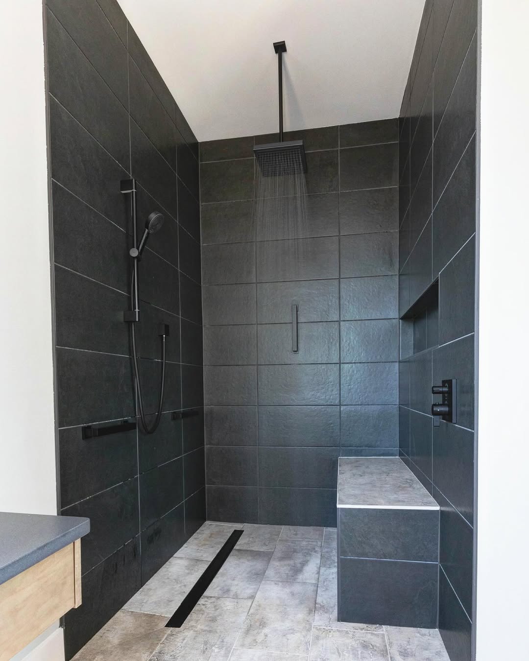 Tile Shower With Bench 26 No Door Walk-In Shower Ideas That Make Small Bathrooms Feel Instantly Bigger