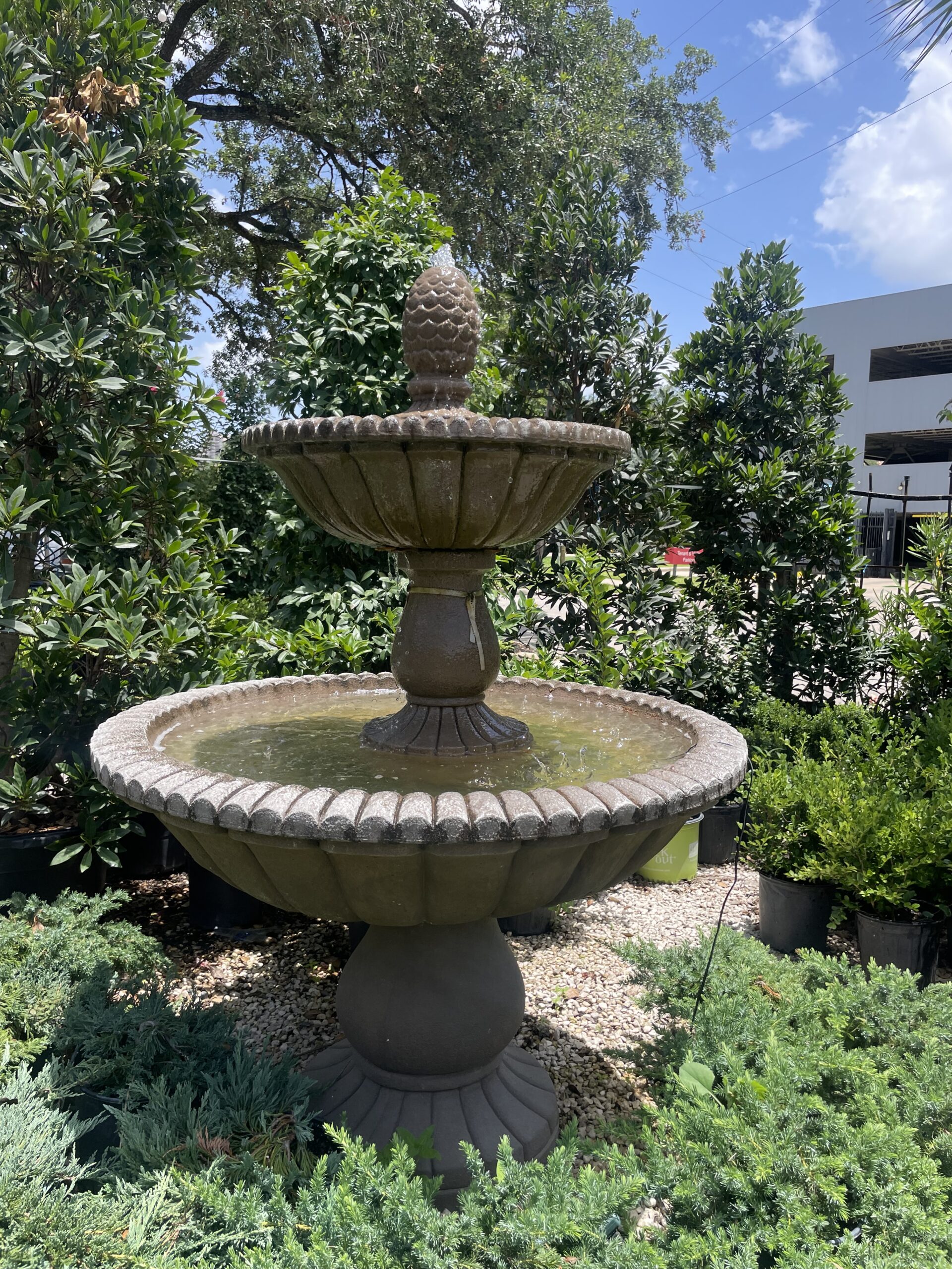 Two-Tiered Pinecone Fountain