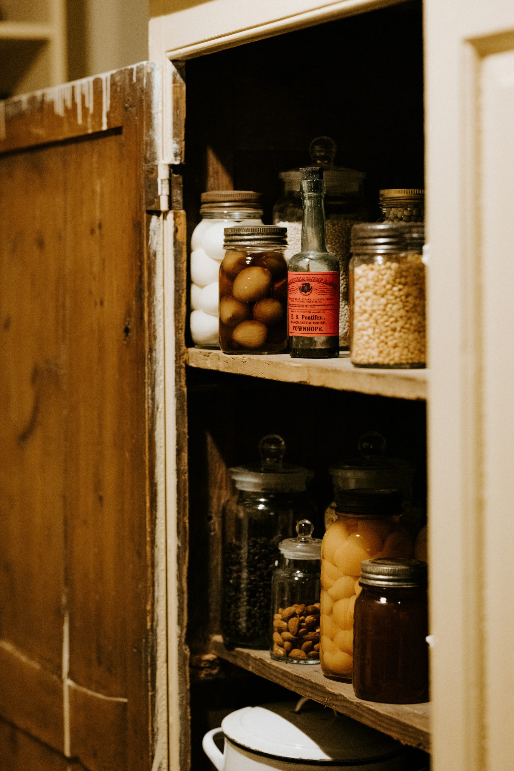 Victorian kitchen pantry larder with food