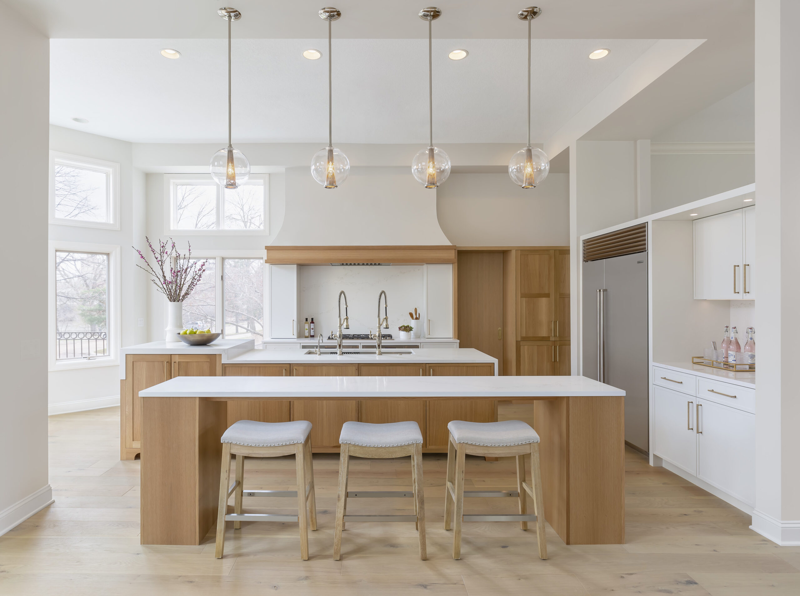 White & Rift Cut White Oak Custom Kitchen - Crystal Cabinets